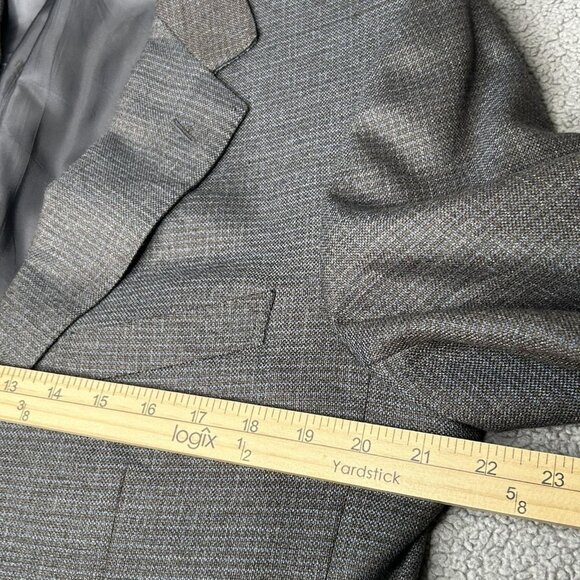 Ermenegildo Zegna Blazer Mens Large Gray Micro Check Wool 2 Button Notch Lapel - Picture 12 of 16